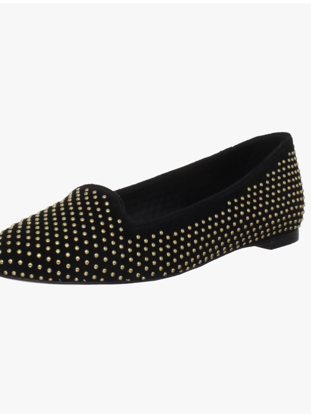 Loeffler Randall Black Blaise Suede Studded Flats Size 7 Gold